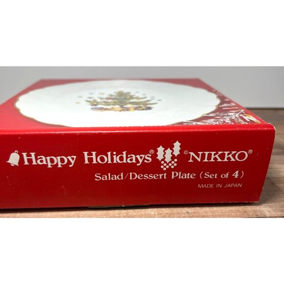 Nikko Happy Holidays Ceramic Salad/Dessert Plates Set Of 4 Christmas Tree Design - Picture 6 of 6